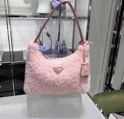 prada pink handbag|pink fluffy prada bag.